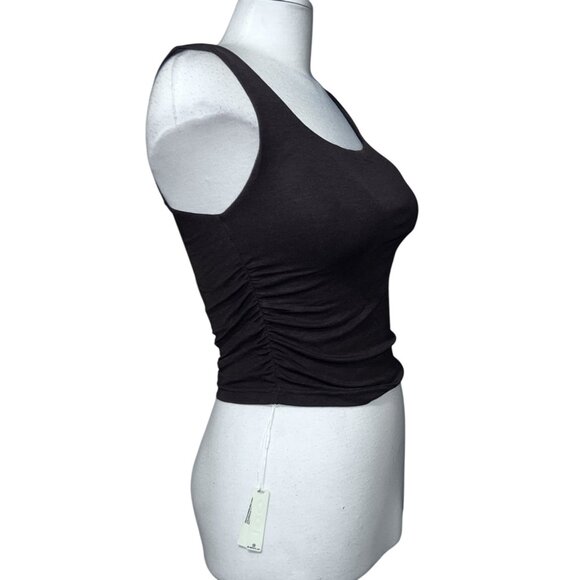 OGL Casual Round Neck Soft Ruched Side Tank Top with Bra Sz Small Women Brown - Picture 7 of 9